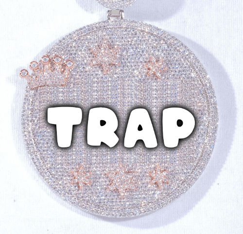 CUSTOM LETTER NECKLACE 3D BIG CROWN DISC
