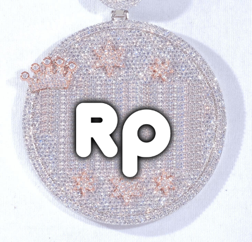 CUSTOM LETTER NECKLACE 3D BIG CROWN DISC