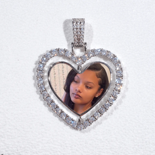 3D Spinning 2-Faced Heart Custom Picture Pendant