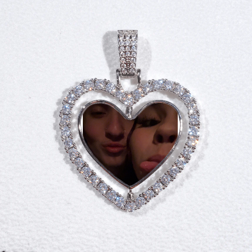3D Spinning 2-Faced Heart Custom Picture Pendant