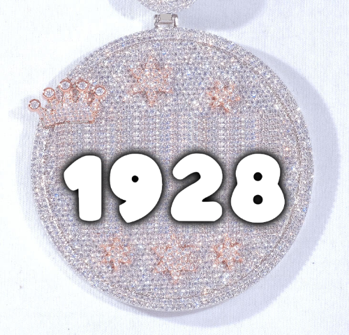 CUSTOM LETTER NECKLACE 3D BIG CROWN DISC