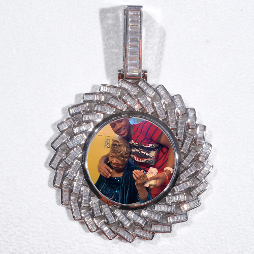 Large 3D Baguette Custom Picture Pendant