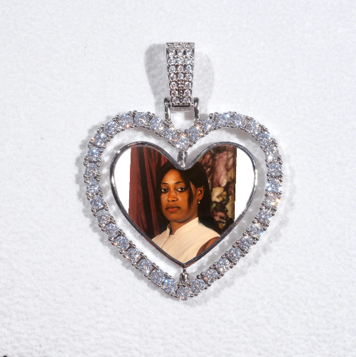 3D Spinning 2-Faced Heart Custom Picture Pendant