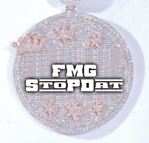 CUSTOM LETTER NECKLACE 3D BIG CROWN DISC