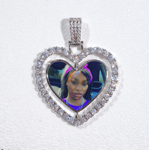 3D Spinning 2-Faced Heart Custom Picture Pendant