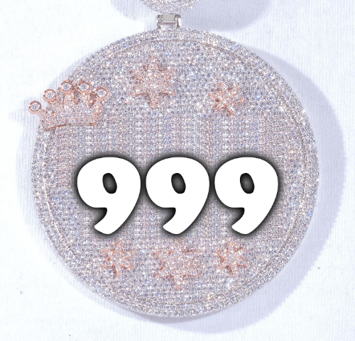 CUSTOM LETTER NECKLACE 3D BIG CROWN DISC