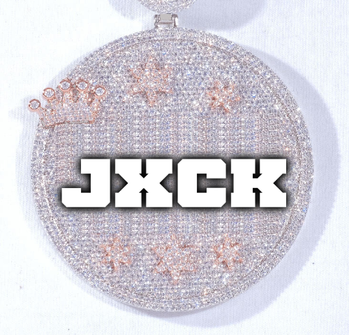 CUSTOM LETTER NECKLACE 3D BIG CROWN DISC