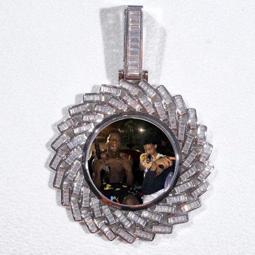 Large 3D Baguette Custom Picture Pendant