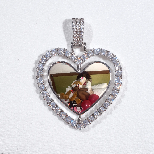 3D Spinning 2-Faced Heart Custom Picture Pendant