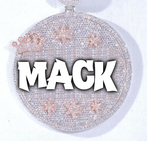 CUSTOM LETTER NECKLACE 3D BIG CROWN DISC
