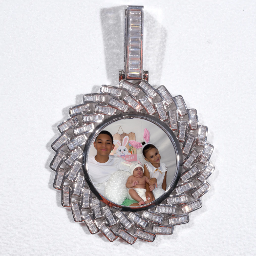Large 3D Baguette Custom Picture Pendant