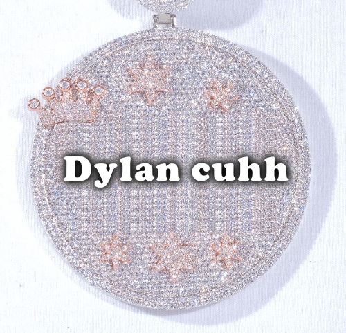 CUSTOM LETTER NECKLACE 3D BIG CROWN DISC