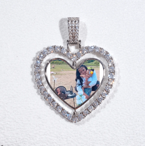 3D Spinning 2-Faced Heart Custom Picture Pendant