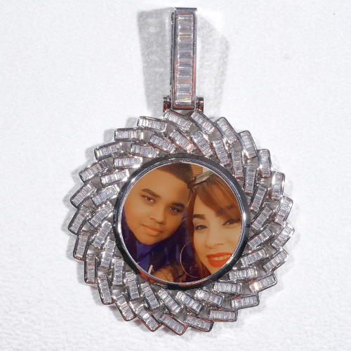 Large 3D Baguette Custom Picture Pendant