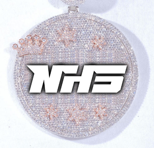 CUSTOM LETTER NECKLACE 3D BIG CROWN DISC