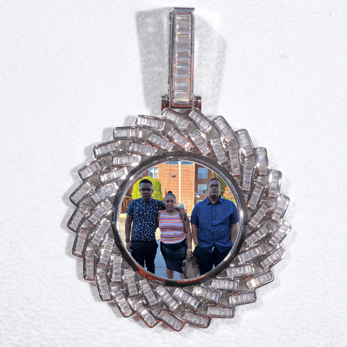 Large 3D Baguette Custom Picture Pendant