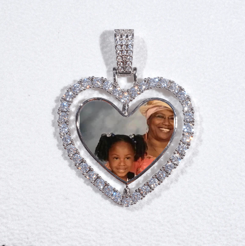 3D Spinning 2-Faced Heart Custom Picture Pendant
