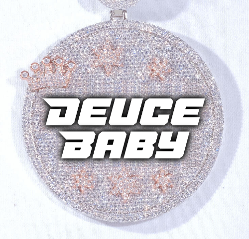 CUSTOM LETTER NECKLACE 3D BIG CROWN DISC