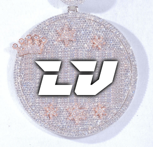 CUSTOM LETTER NECKLACE 3D BIG CROWN DISC