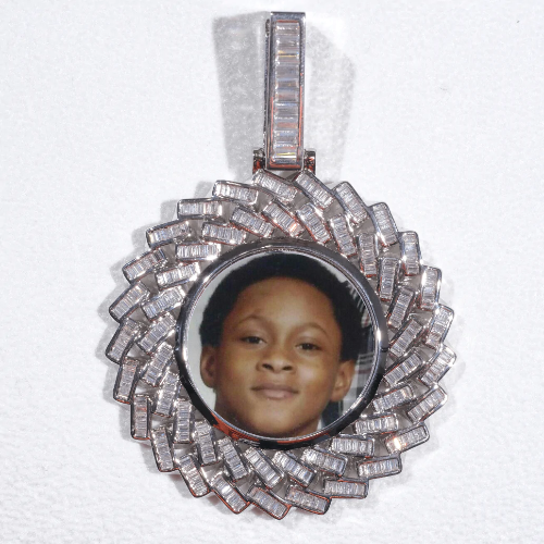 Large 3D Baguette Custom Picture Pendant
