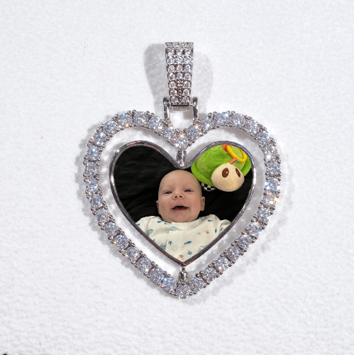 3D Spinning 2-Faced Heart Custom Picture Pendant