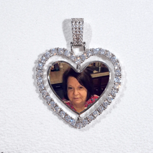 3D Spinning 2-Faced Heart Custom Picture Pendant