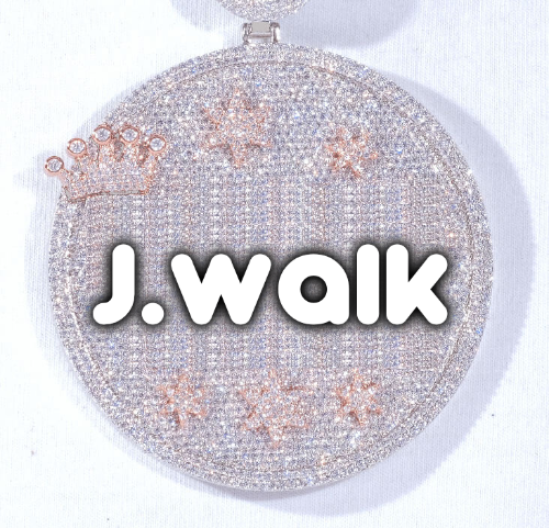 CUSTOM LETTER NECKLACE 3D BIG CROWN DISC