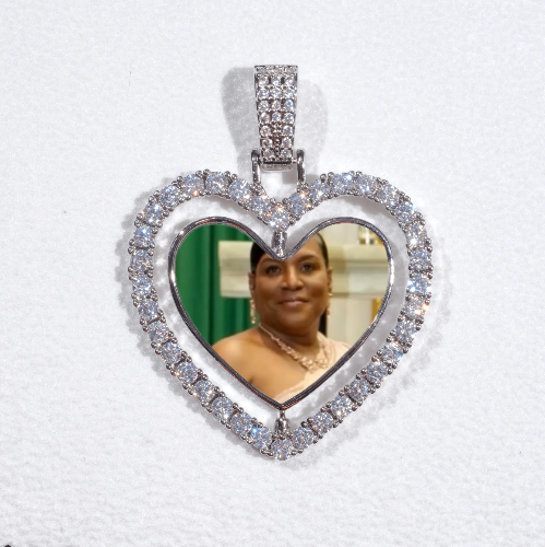 3D Spinning 2-Faced Heart Custom Picture Pendant