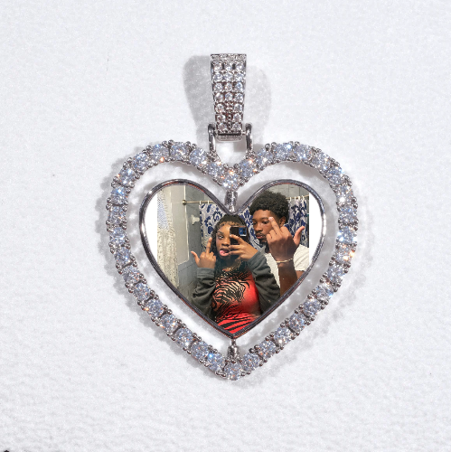 3D Spinning 2-Faced Heart Custom Picture Pendant