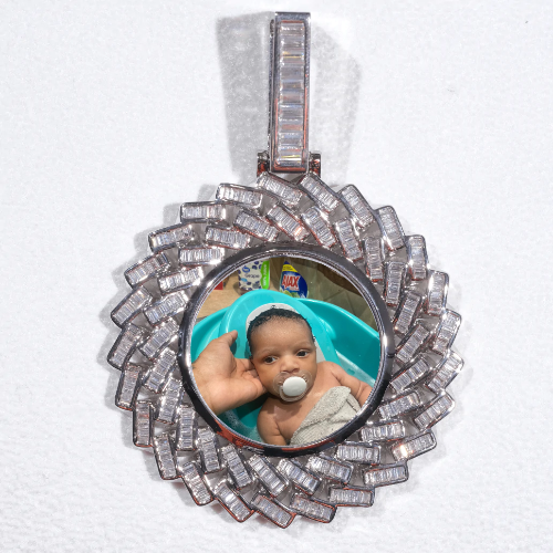 Large 3D Baguette Custom Picture Pendant