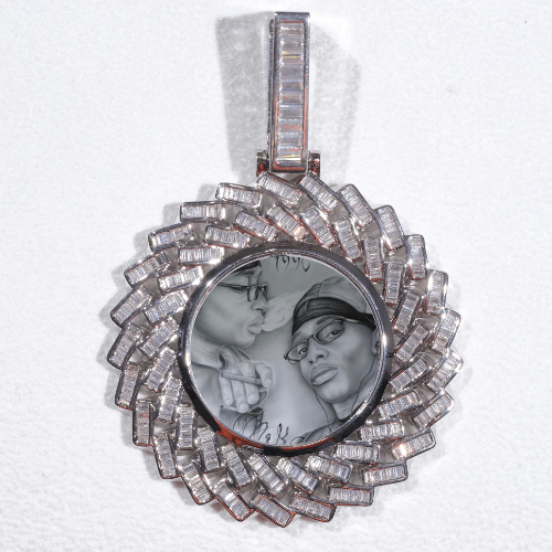 Large 3D Baguette Custom Picture Pendant