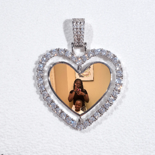 3D Spinning 2-Faced Heart Custom Picture Pendant
