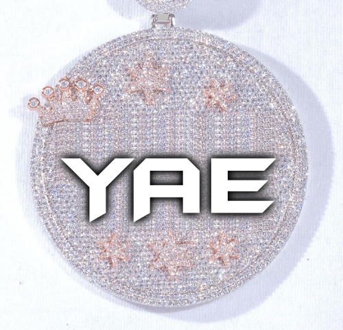 CUSTOM LETTER NECKLACE 3D BIG CROWN DISC