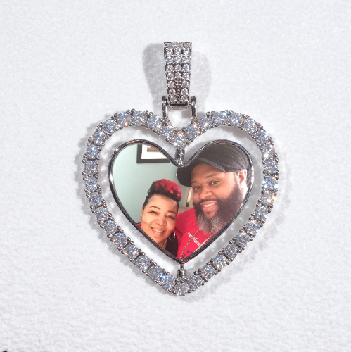 3D Spinning 2-Faced Heart Custom Picture Pendant