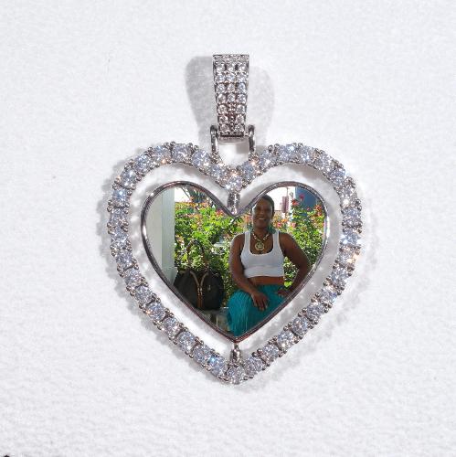3D Spinning 2-Faced Heart Custom Picture Pendant