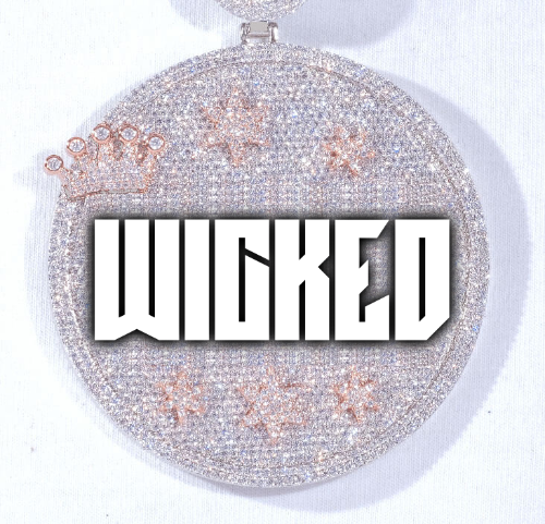 CUSTOM LETTER NECKLACE 3D BIG CROWN DISC