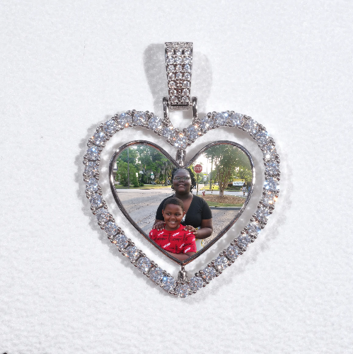 3D Spinning 2-Faced Heart Custom Picture Pendant