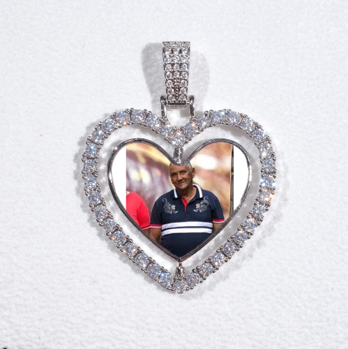 3D Spinning 2-Faced Heart Custom Picture Pendant