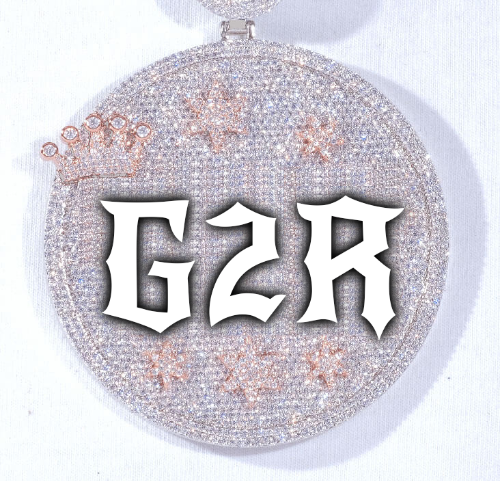 CUSTOM LETTER NECKLACE 3D BIG CROWN DISC
