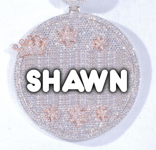 CUSTOM LETTER NECKLACE 3D BIG CROWN DISC