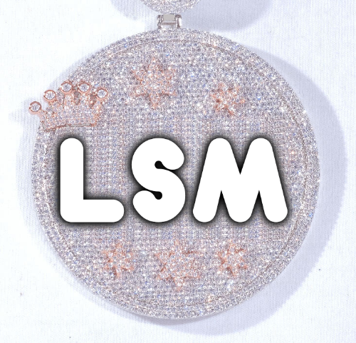 CUSTOM LETTER NECKLACE 3D BIG CROWN DISC