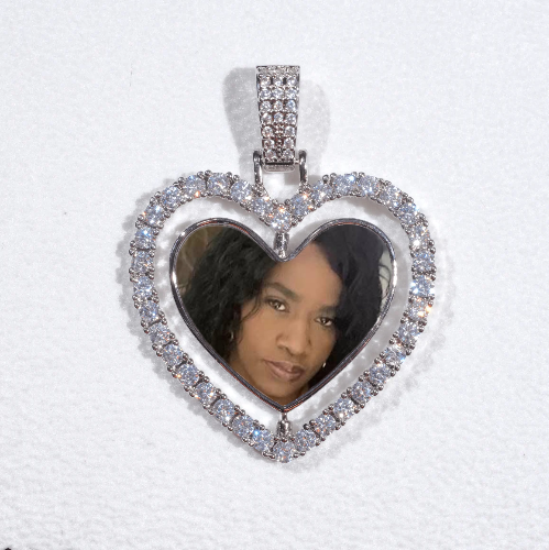 3D Spinning 2-Faced Heart Custom Picture Pendant