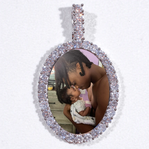 Large 3D Oval Custom Picture Pendant