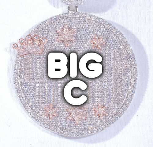 CUSTOM LETTER NECKLACE 3D BIG CROWN DISC