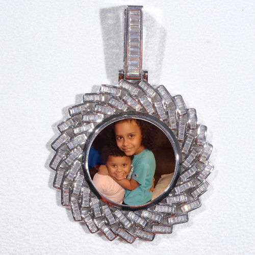 Large 3D Baguette Custom Picture Pendant