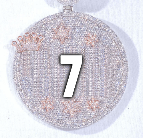 CUSTOM LETTER NECKLACE 3D BIG CROWN DISC