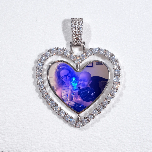 3D Spinning 2-Faced Heart Custom Picture Pendant