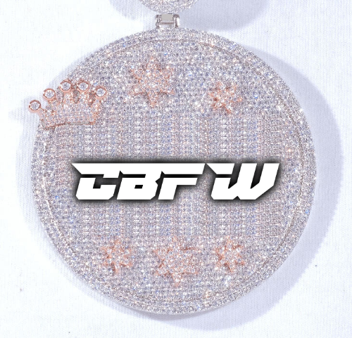 CUSTOM LETTER NECKLACE 3D BIG CROWN DISC
