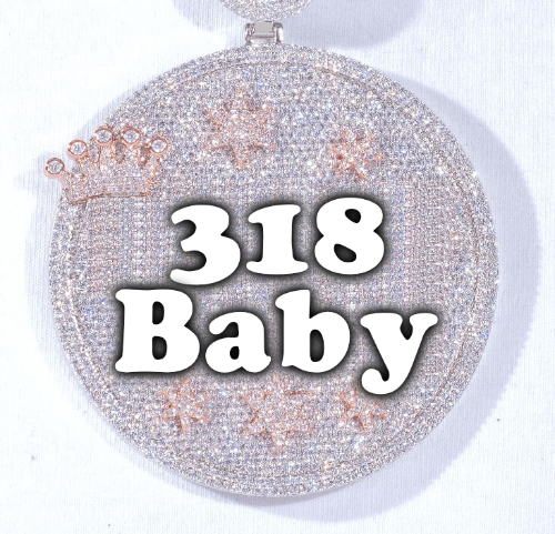 CUSTOM LETTER NECKLACE 3D BIG CROWN DISC