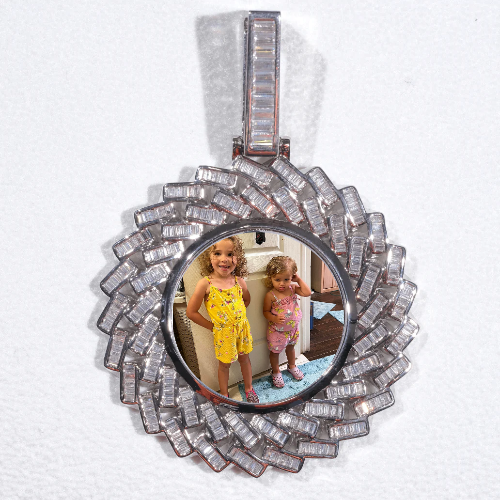 Large 3D Baguette Custom Picture Pendant